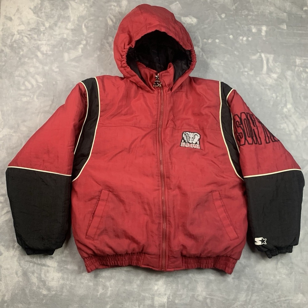 Vintage 90s Starter‎ Alabama Crimson Tide Puffer Jacket Boys XL Red Black